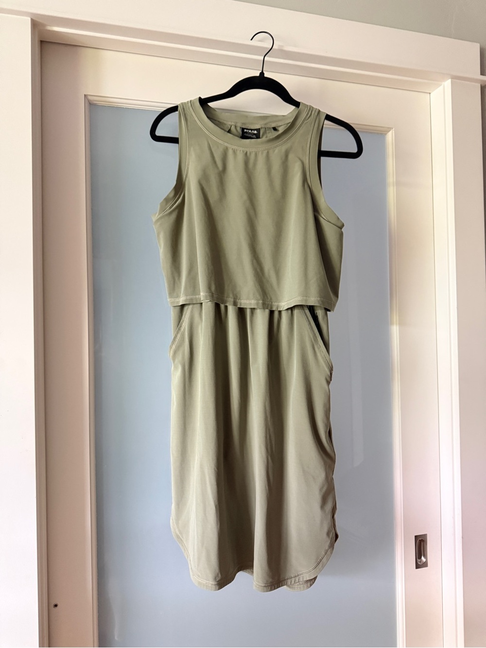 Prana Olive Green Midi Dress with Crop Overlay
